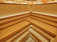 Сауна на даче:Комбинированная древесина в сауне